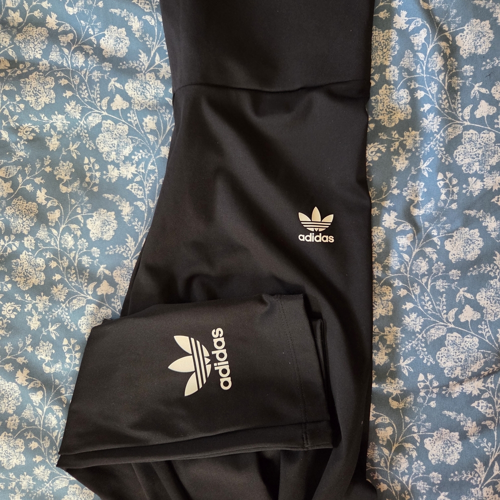 adidas Black Leggings with White Trefoil Logos